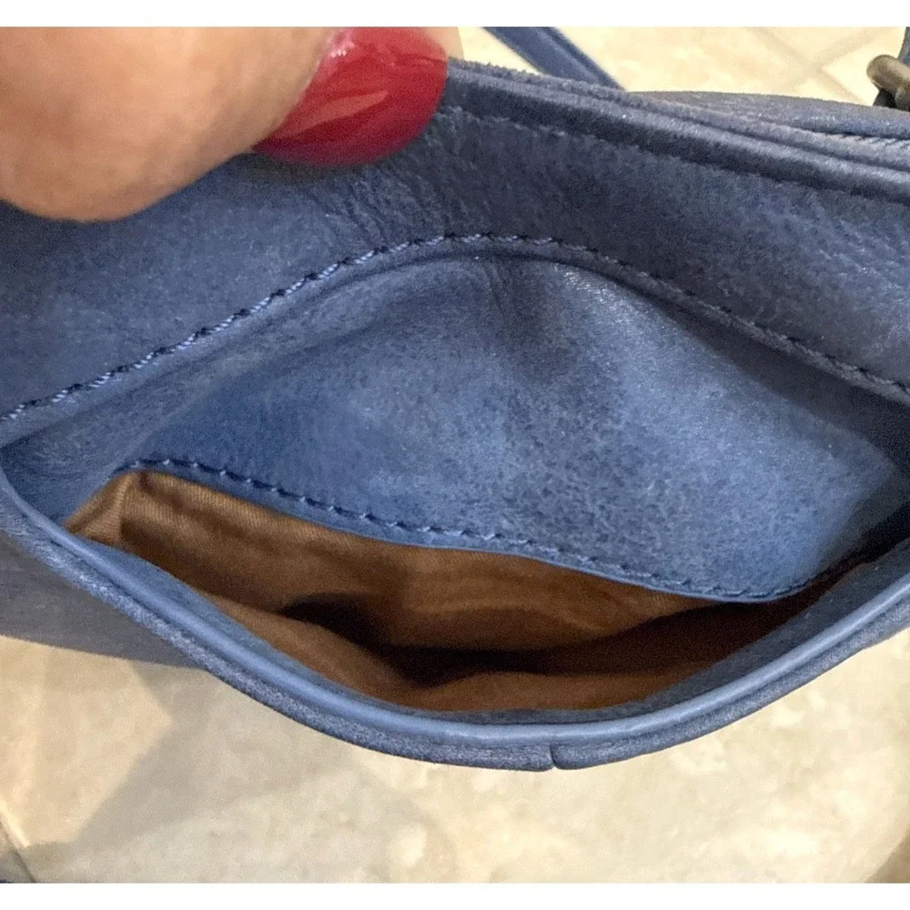 HOBO international Leather crossbody Shoulder bag Blue Purse Boho Hippie Travel
